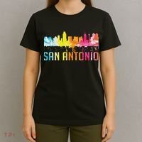 San Antonio Texas Retro Watercolor City Skyline Art Souvenir T-Shirt thumb 4