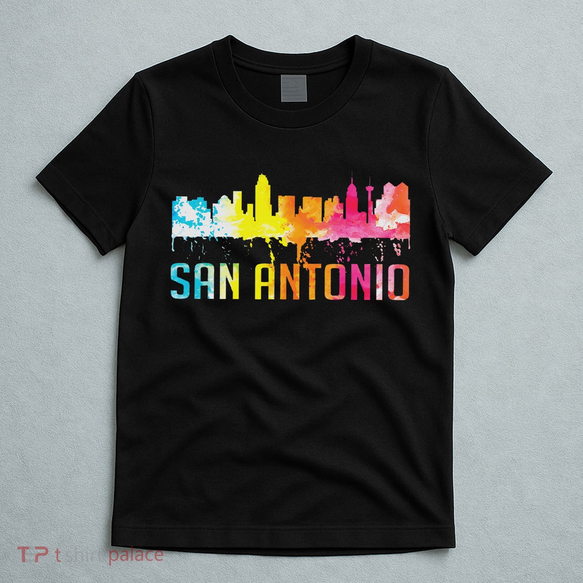 San Antonio Texas Retro Watercolor City Skyline Art Souvenir T-Shirt