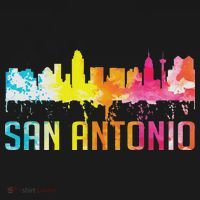 San Antonio Texas Retro Watercolor City Skyline Art Souvenir T-Shirt thumb 7