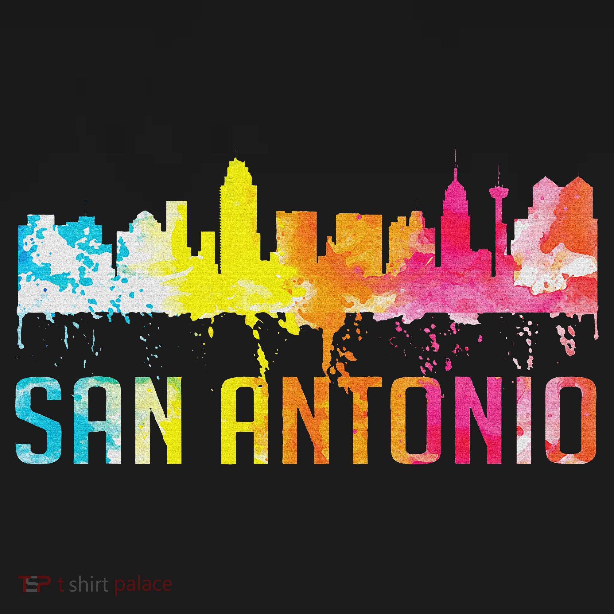 San Antonio Texas Retro Watercolor City Skyline Art Souvenir T-Shirt