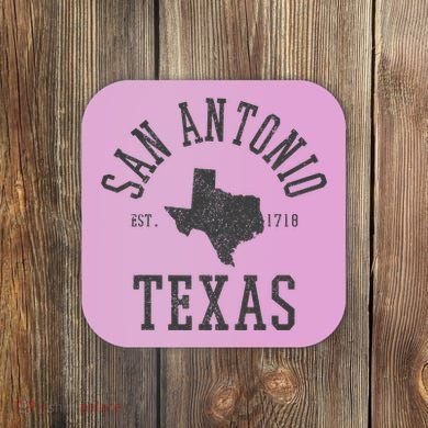 San Antonio Texas State Map Est. 1718 Souvenir Texan Pride Coaster