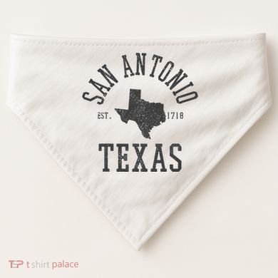 San Antonio Texas State Map Est. 1718 Souvenir Texan Pride USA-Made Doggie Bandana