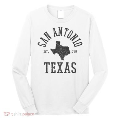 San Antonio Texas State Map Est. 1718 Souvenir Texan Pride Long Sleeve Shirt