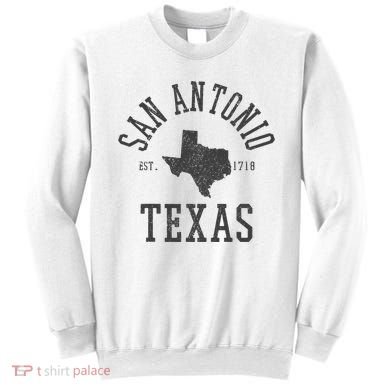 San Antonio Texas State Map Est. 1718 Souvenir Texan Pride Sweatshirt