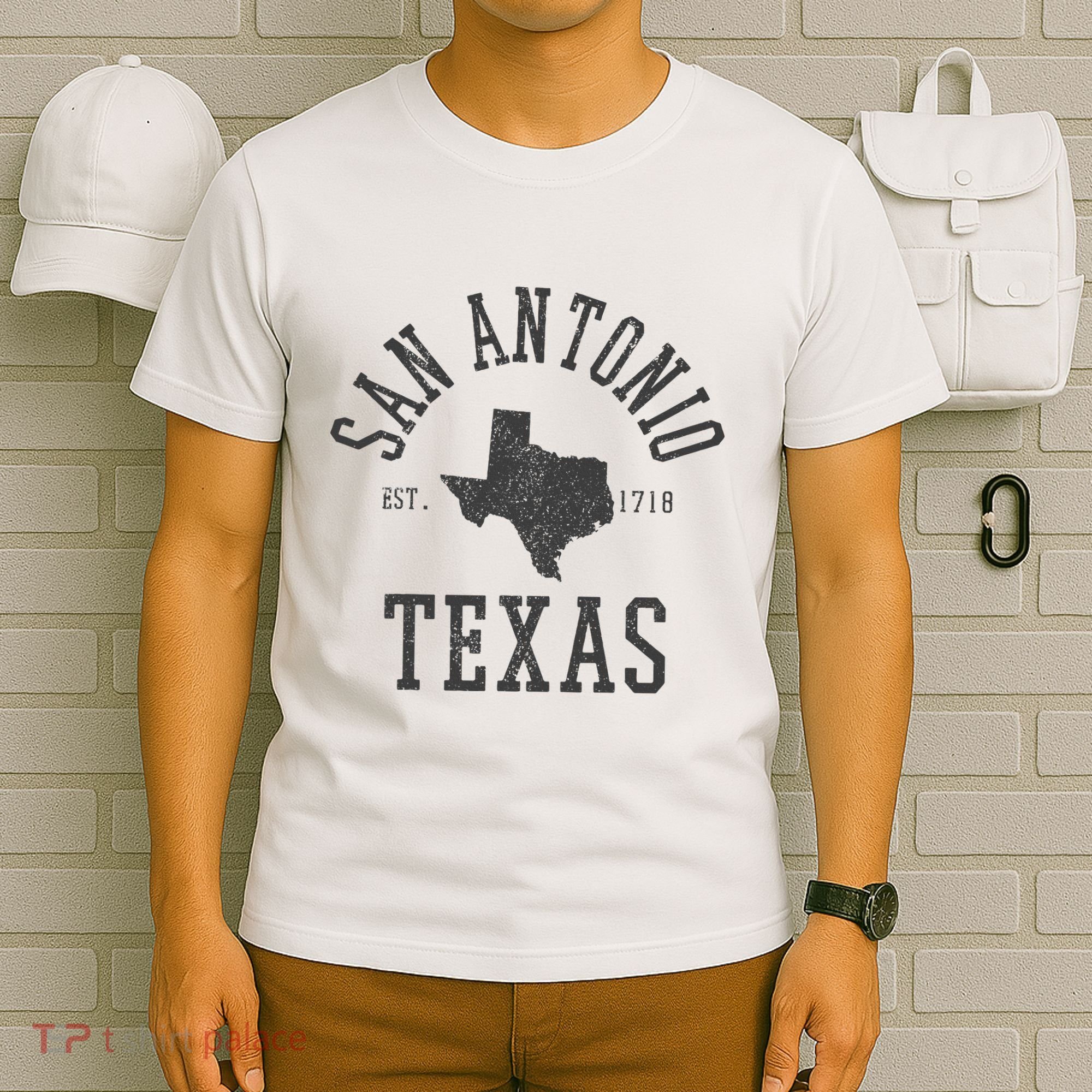 San Antonio Texas State Map Est. 1718 Souvenir Texan Pride T-Shirt