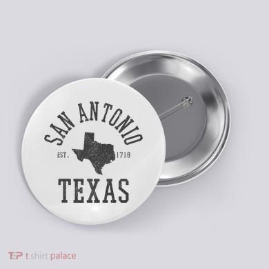 San Antonio Texas State Map Est. 1718 Souvenir Texan Pride Button