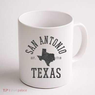 San Antonio Texas State Map Est. 1718 Souvenir Texan Pride Coffee Mug back