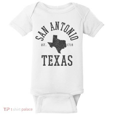 San Antonio Texas State Map Est. 1718 Souvenir Texan Pride Baby Bodysuit