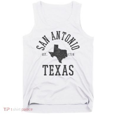 San Antonio Texas State Map Est. 1718 Souvenir Texan Pride Tank Top