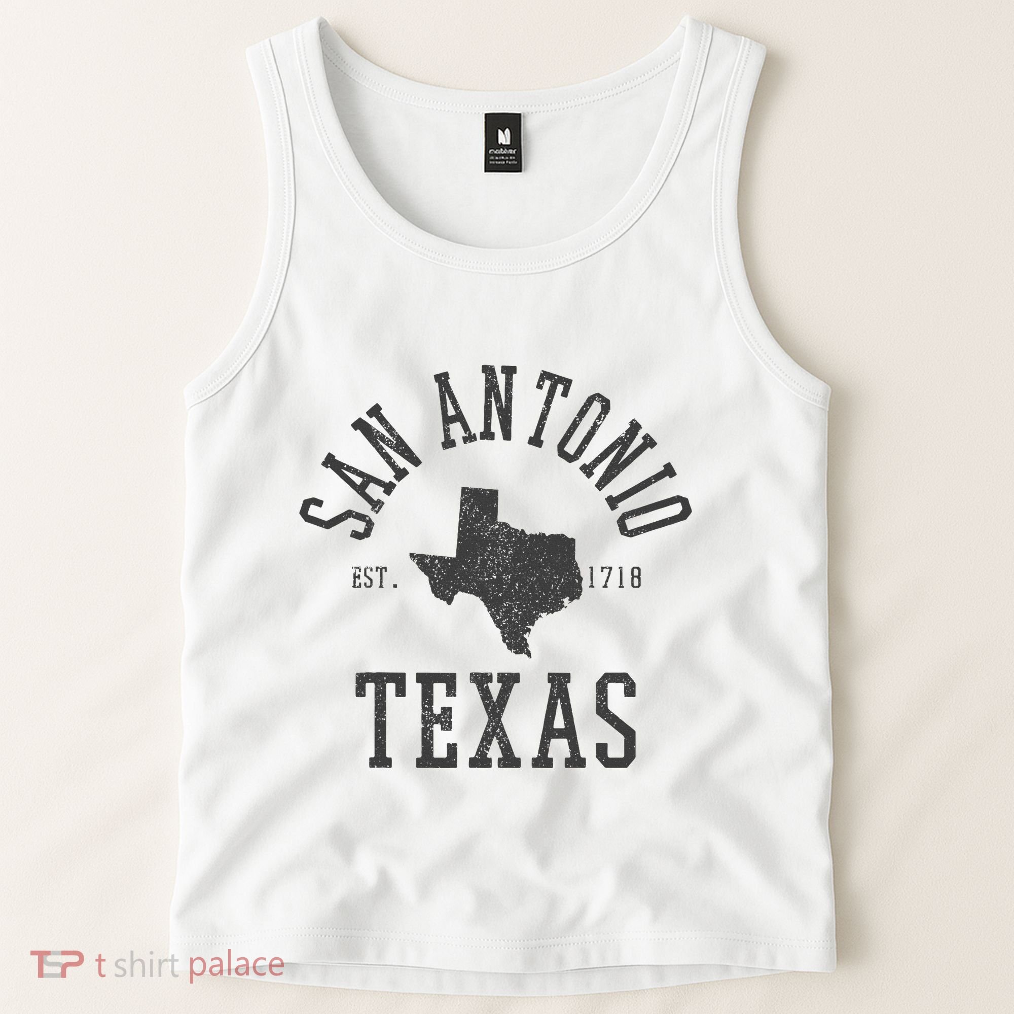 San Antonio Texas State Map Est. 1718 Souvenir Texan Pride Tank Top
