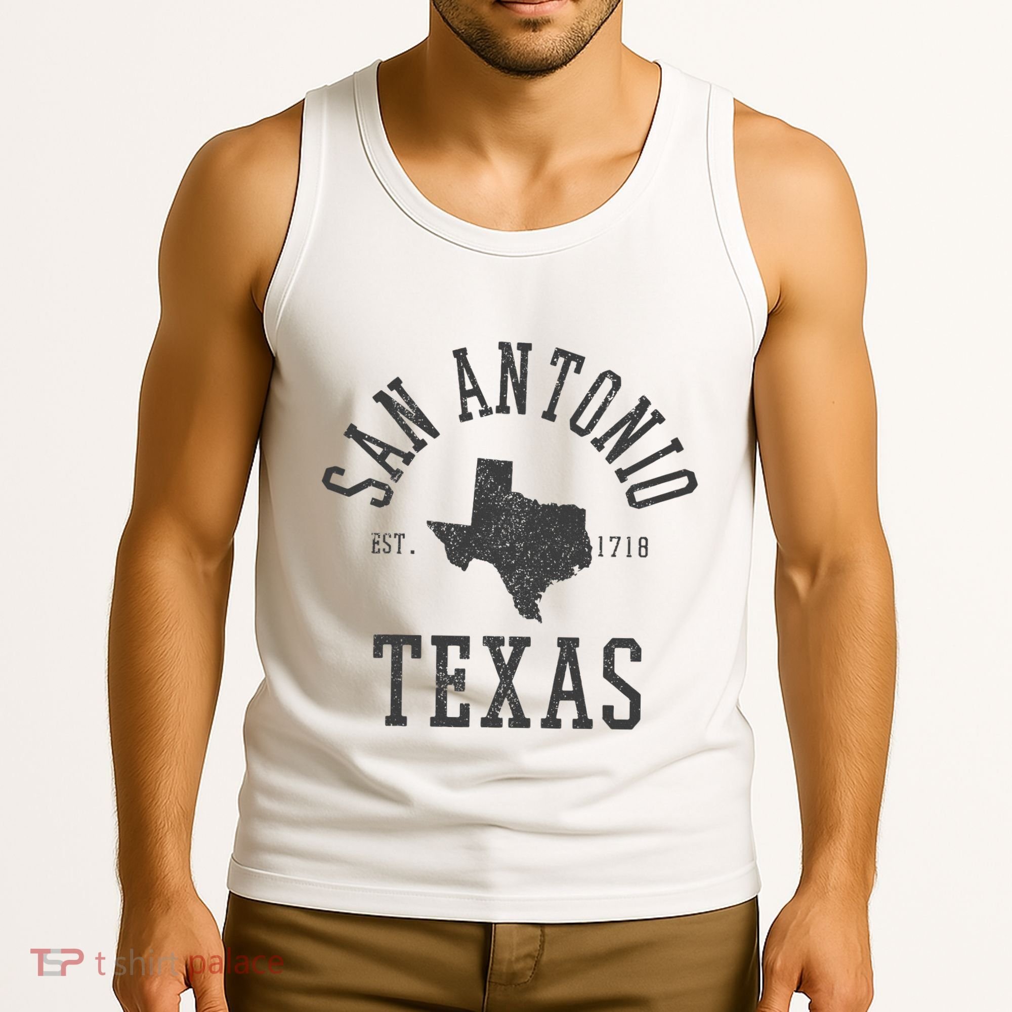 San Antonio Texas State Map Est. 1718 Souvenir Texan Pride Tank Top