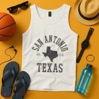 San Antonio Texas State Map Est. 1718 Souvenir Texan Pride Tank Top thumb 4