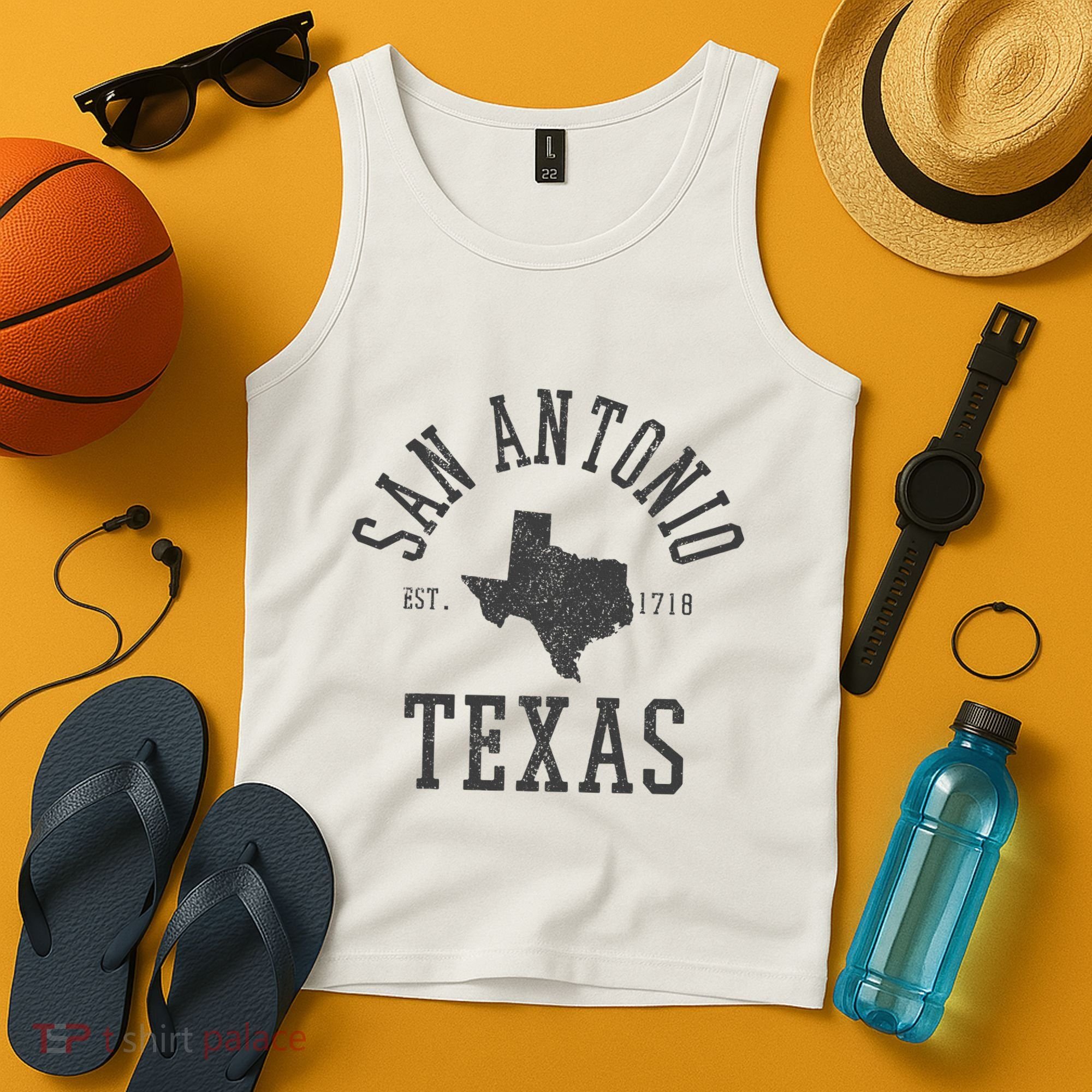 San Antonio Texas State Map Est. 1718 Souvenir Texan Pride Tank Top