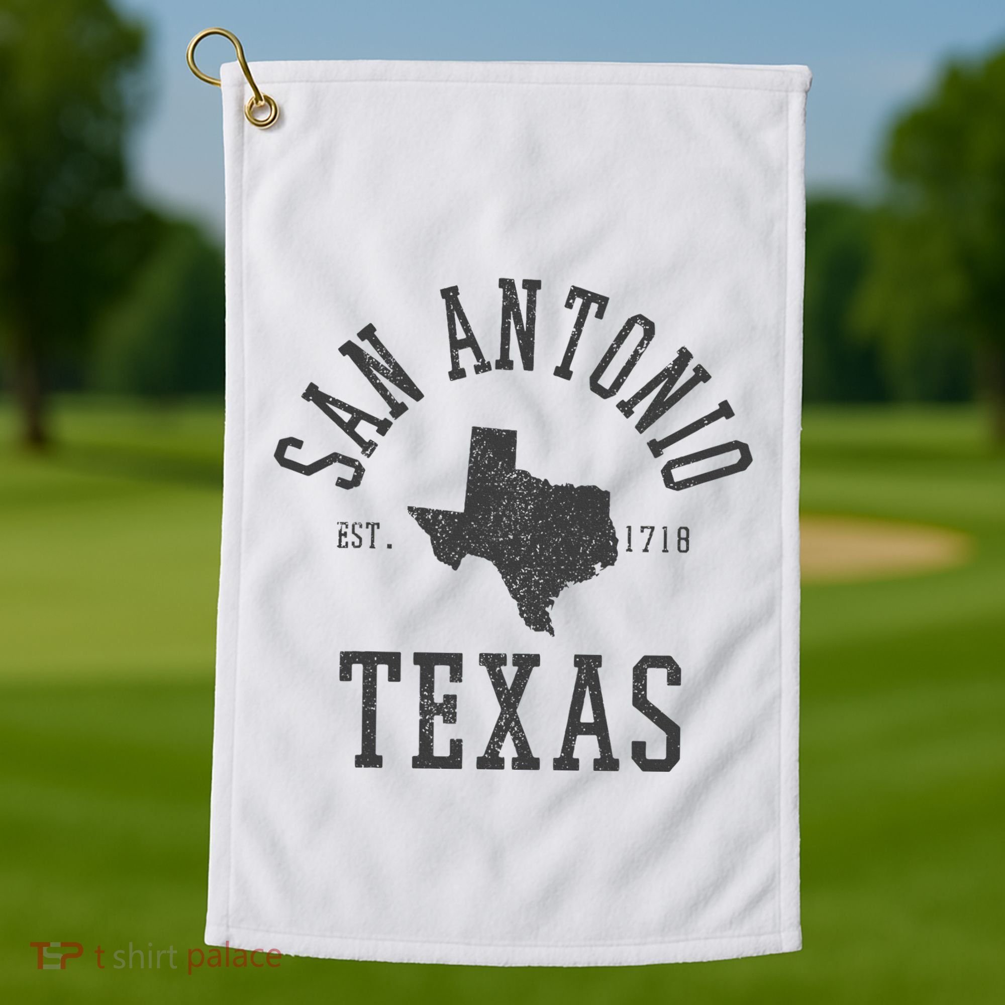 San Antonio Texas State Map Est. 1718 Souvenir Texan Pride Golf Towel