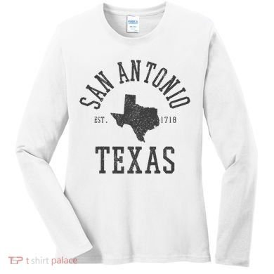 San Antonio Texas State Map Est. 1718 Souvenir Texan Pride Women's Long Sleeve Shirt