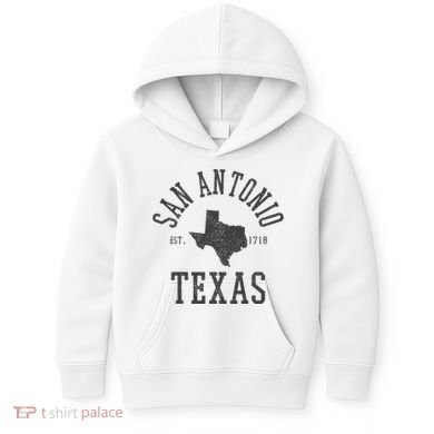 San Antonio Texas State Map Est. 1718 Souvenir Texan Pride Kids Hoodie