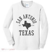 San Antonio Texas State Map Est. 1718 Souvenir Texan Pride Kids Long Sleeve Shirt thumb 0