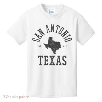 San Antonio Texas State Map Est. 1718 Souvenir Texan Pride Kids T-Shirt
