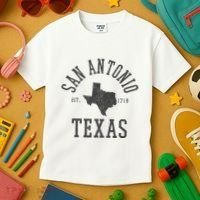 San Antonio Texas State Map Est. 1718 Souvenir Texan Pride Kids T-Shirt thumb 3