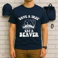 Save A Tree Eat A Beaver Funny Sayings T-Shirt thumb 6