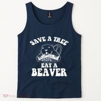 Save A Tree Eat A Beaver Funny Sayings Tank Top thumb 2
