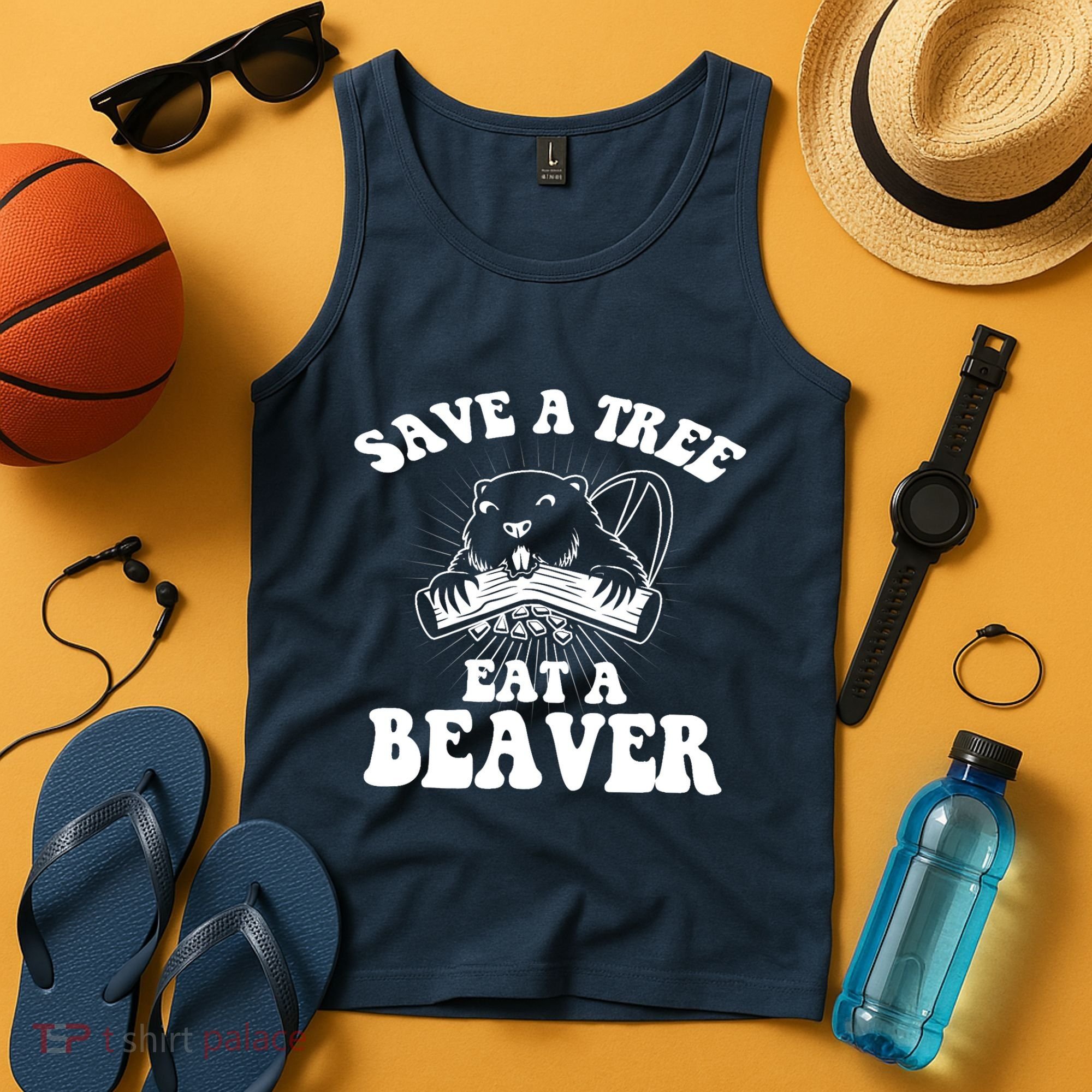 Save A Tree Eat A Beaver Funny Sayings Tank Top