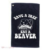 Save A Tree Eat A Beaver Funny Sayings Golf Towel thumb 0