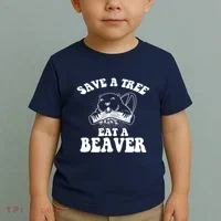 Save A Tree Eat A Beaver Funny Sayings Toddler T-Shirt thumb 2
