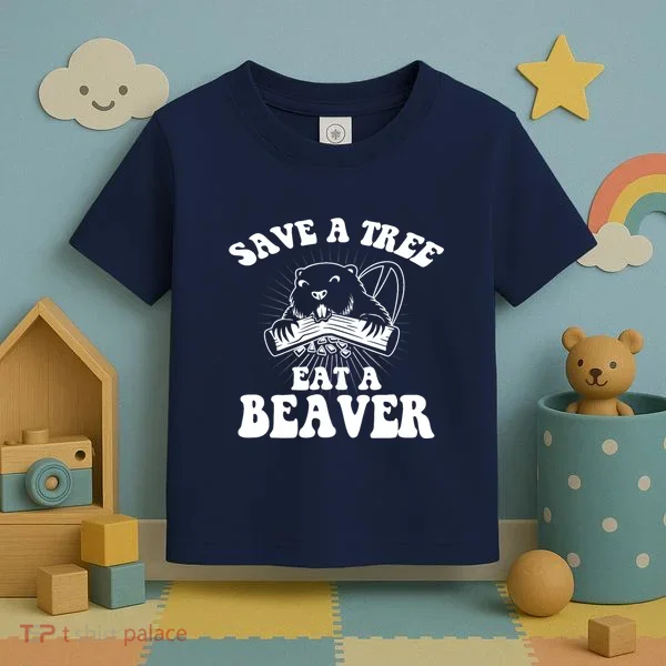 Save A Tree Eat A Beaver Funny Sayings Toddler T-Shirt