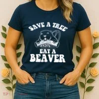 Save A Tree Eat A Beaver Funny Sayings Women's T-Shirt thumb 2