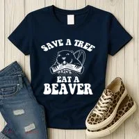 Save A Tree Eat A Beaver Funny Sayings Women's T-Shirt thumb 3