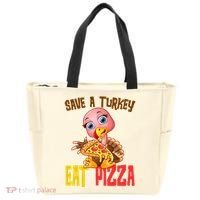 Save A Turkey Eat Pizza Funny Thanksgiving Tote Bag thumb 0