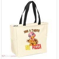 Save A Turkey Eat Pizza Funny Thanksgiving Tote Bag thumb 2