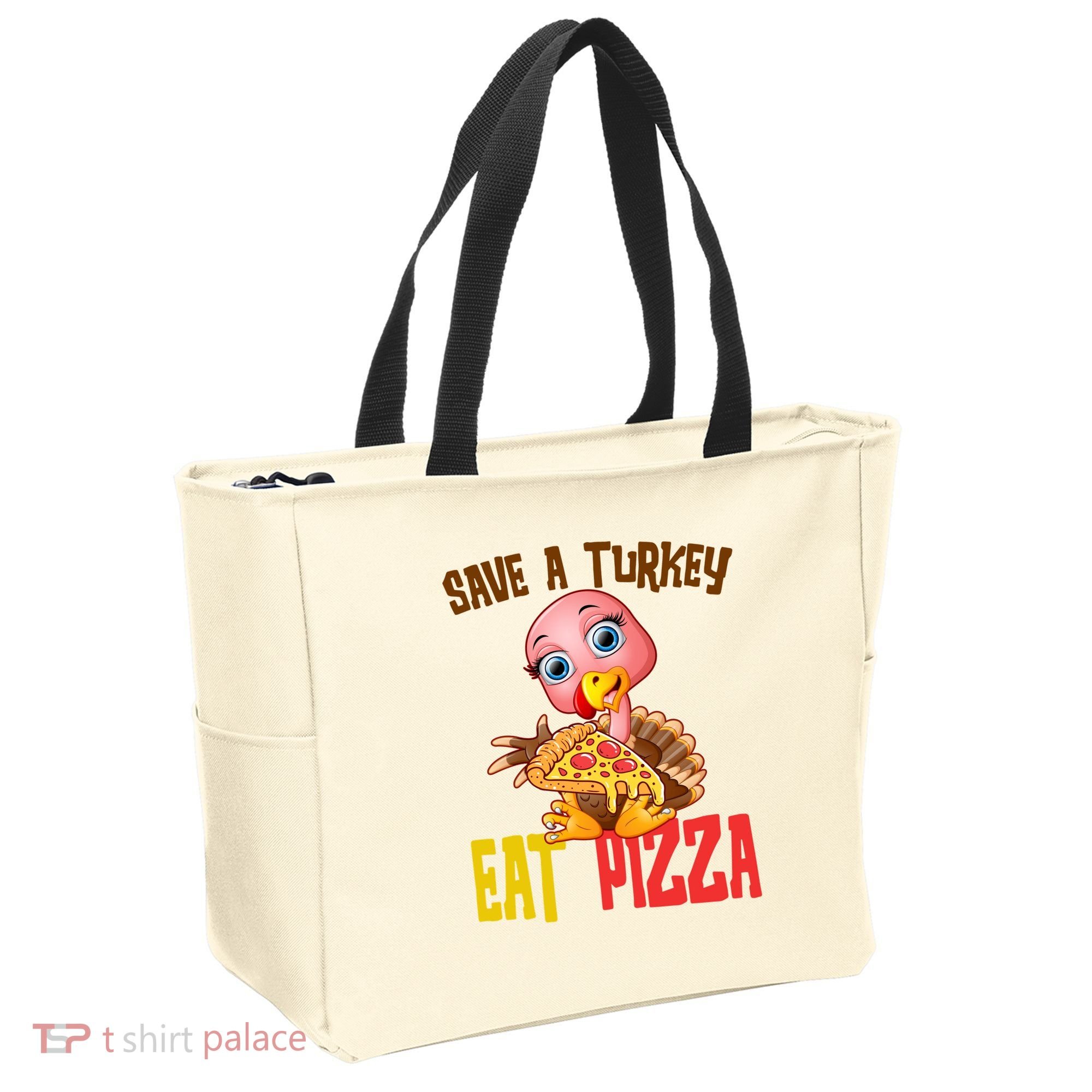 Save A Turkey Eat Pizza Funny Thanksgiving Tote Bag