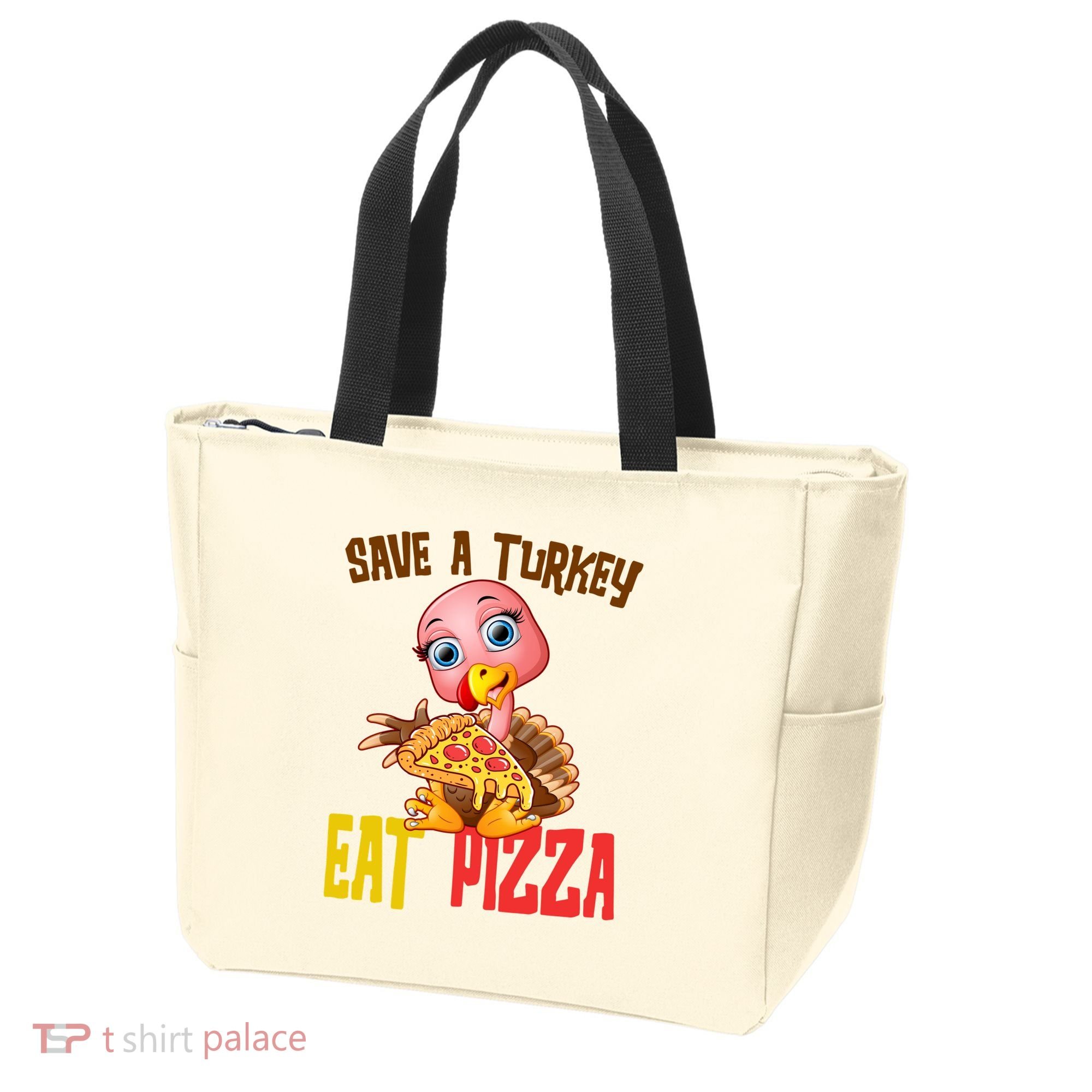Save A Turkey Eat Pizza Funny Thanksgiving Tote Bag