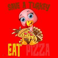 Save A Turkey Eat Pizza Funny Thanksgiving Santa Hat thumb 1