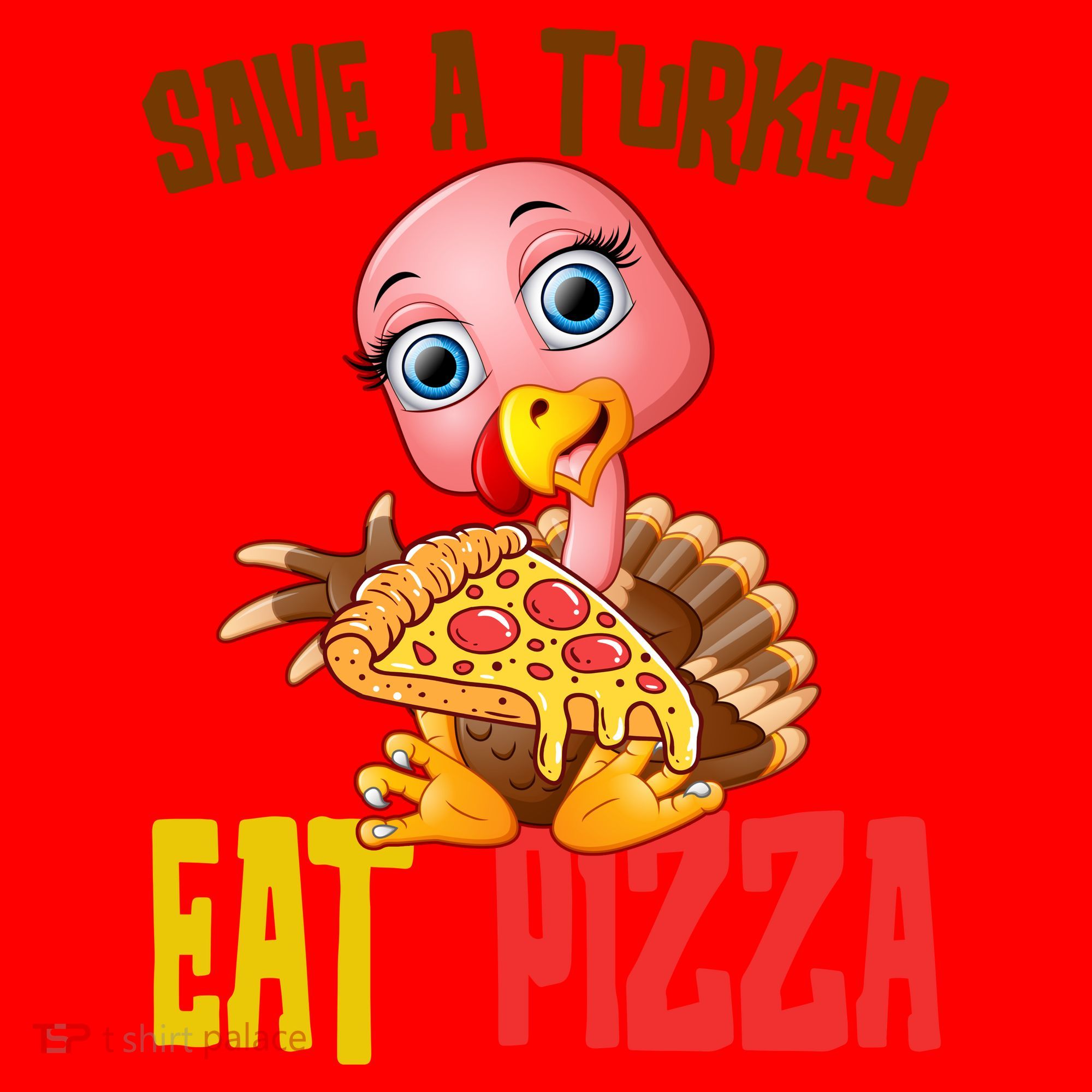 Save A Turkey Eat Pizza Funny Thanksgiving Santa Hat