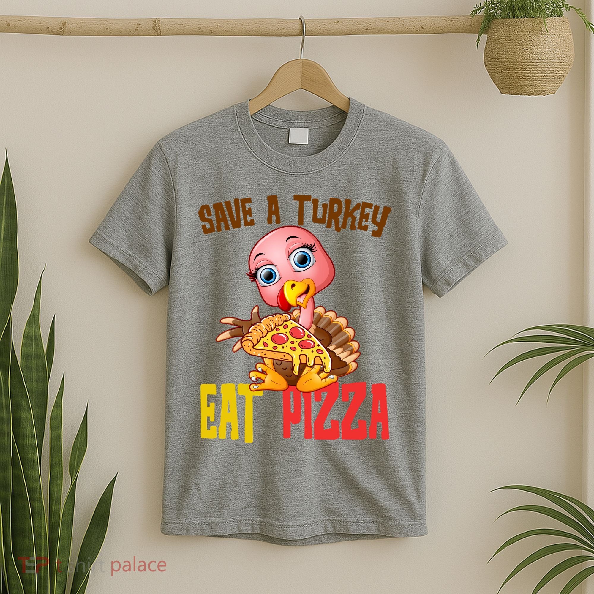 Save A Turkey Eat Pizza Funny Thanksgiving T-Shirt
