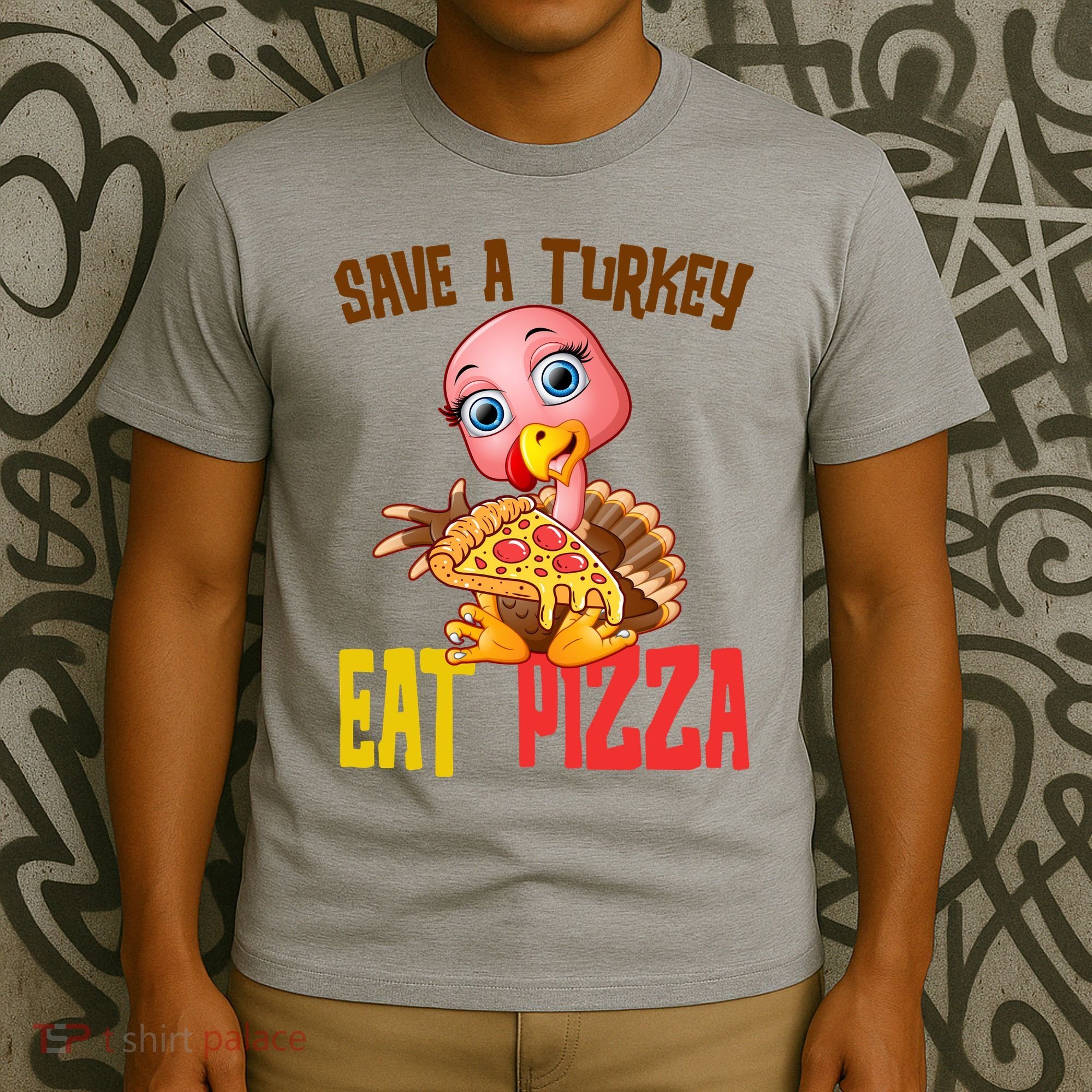 Save A Turkey Eat Pizza Funny Thanksgiving T-Shirt