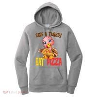Save A Turkey Eat Pizza Funny Thanksgiving Women's Hoodie thumb 0