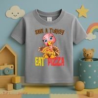 Save A Turkey Eat Pizza Funny Thanksgiving Toddler T-Shirt thumb 3