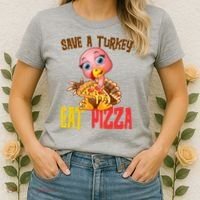 Save A Turkey Eat Pizza Funny Thanksgiving Women's T-Shirt thumb 2