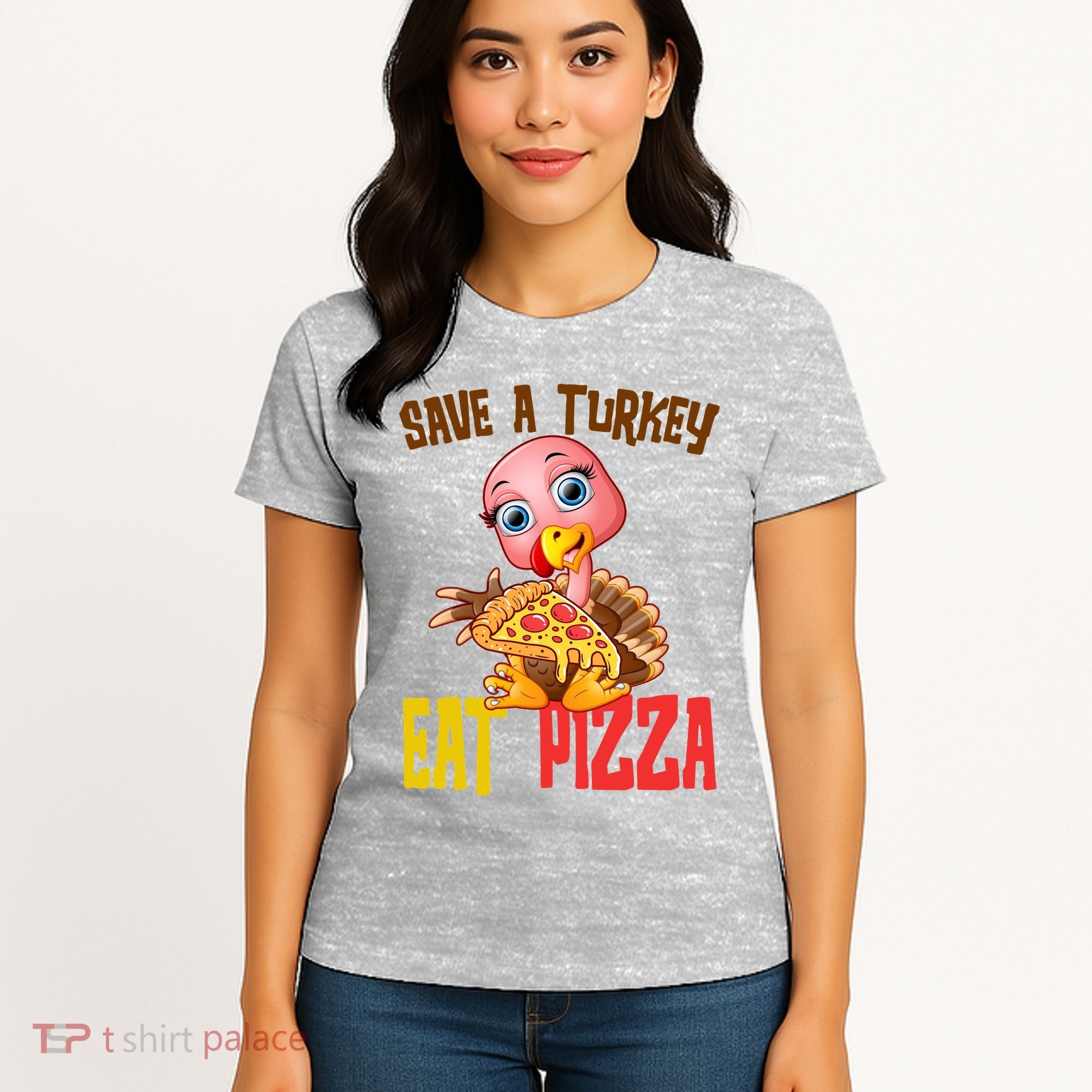Save A Turkey Eat Pizza Funny Thanksgiving Women's T-Shirt