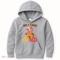 Save A Turkey Eat Pizza Funny Thanksgiving Kids Hoodie thumb 0