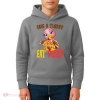 Save A Turkey Eat Pizza Funny Thanksgiving Kids Hoodie thumb 4