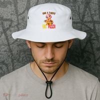 Save A Turkey Eat Pizza Funny Thanksgiving Bucket Hat thumb 2