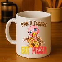 Save A Turkey Eat Pizza Funny Thanksgiving Coffee Mug thumb 4