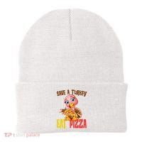 Save A Turkey Eat Pizza Funny Thanksgiving Beanie thumb 0