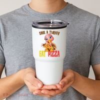Save A Turkey Eat Pizza Funny Thanksgiving Tumbler thumb 2