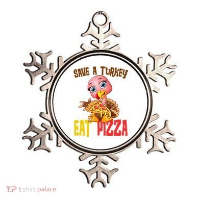Save A Turkey Eat Pizza Funny Thanksgiving Ornament